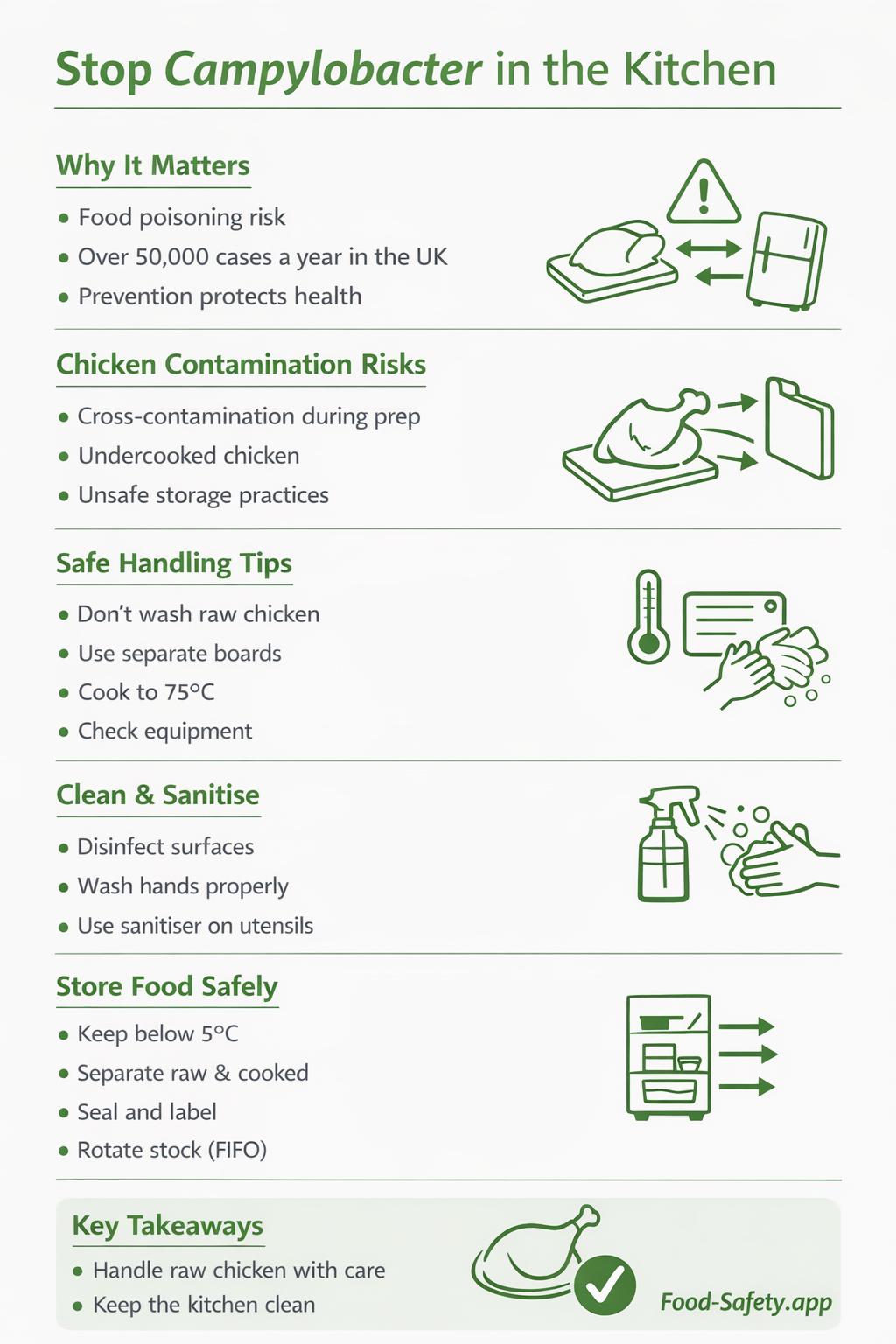 Campylobacter control in kitchen