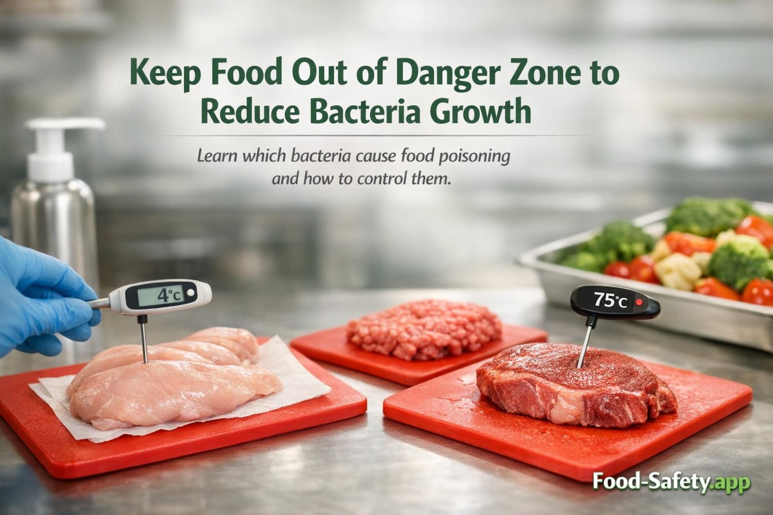 What bacteria cause food poisoning in kitchens?