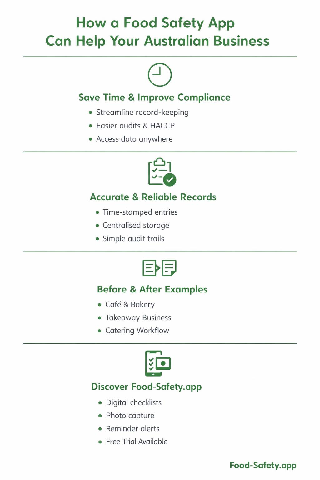 Food safety app on a mobile device used for Australian catering and hospitality records