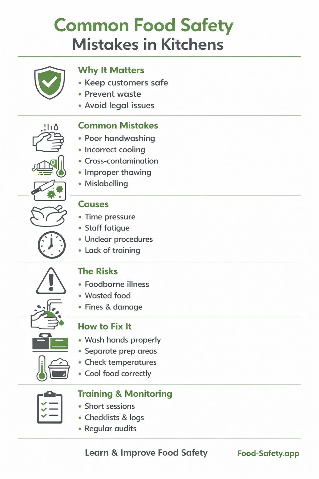 Common food safety mistakes in a busy kitchen