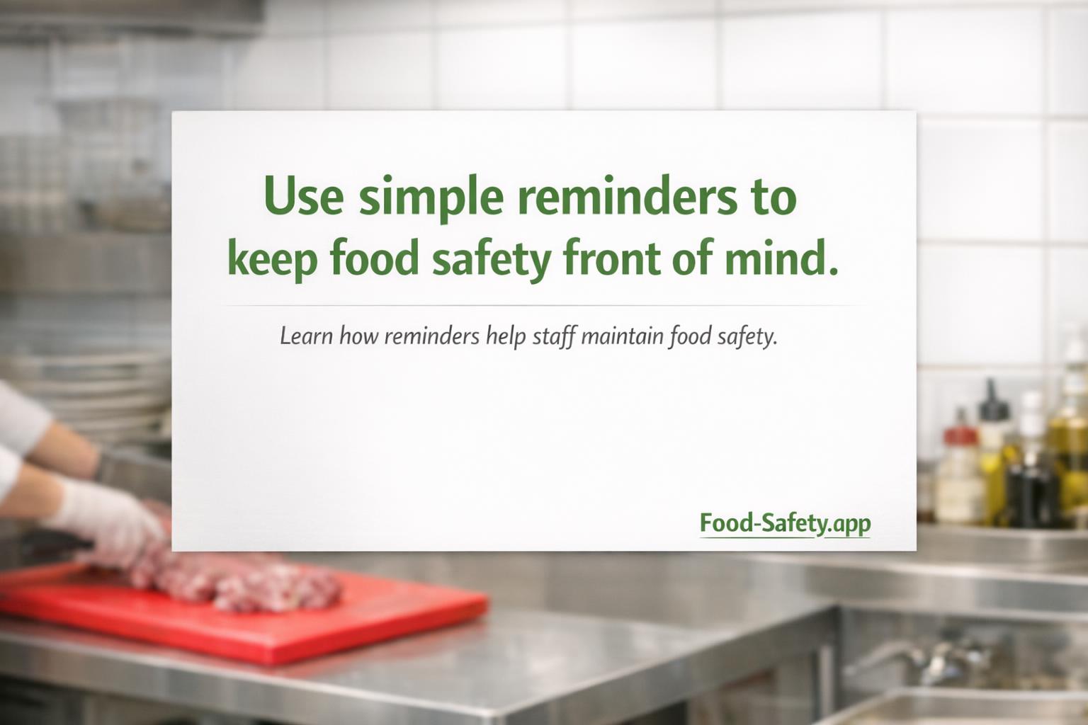 What reminders help staff follow food safety rules? What reminders help staff follow food safety rules?