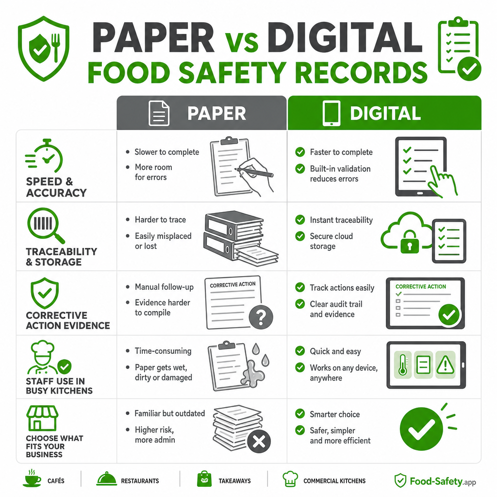 Choose the food safety record system staff will use