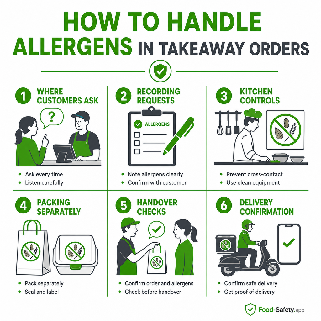 Confirm allergen orders before packing and handover