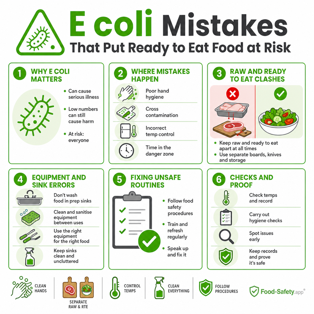 E coli Mistakes That Put Ready to Eat Food at Risk Never mix raw with ready-to-eat foods in food prep