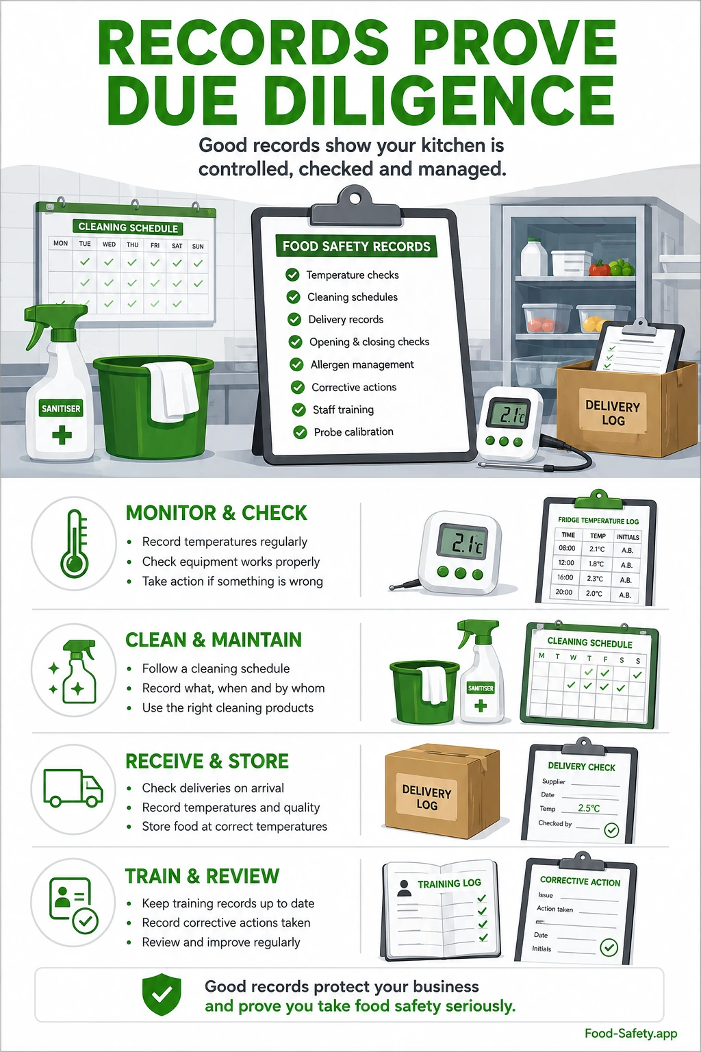 What Records Prove Due Diligence in a Small Kitchen Illustration of due diligence in small-kitchen food safety records