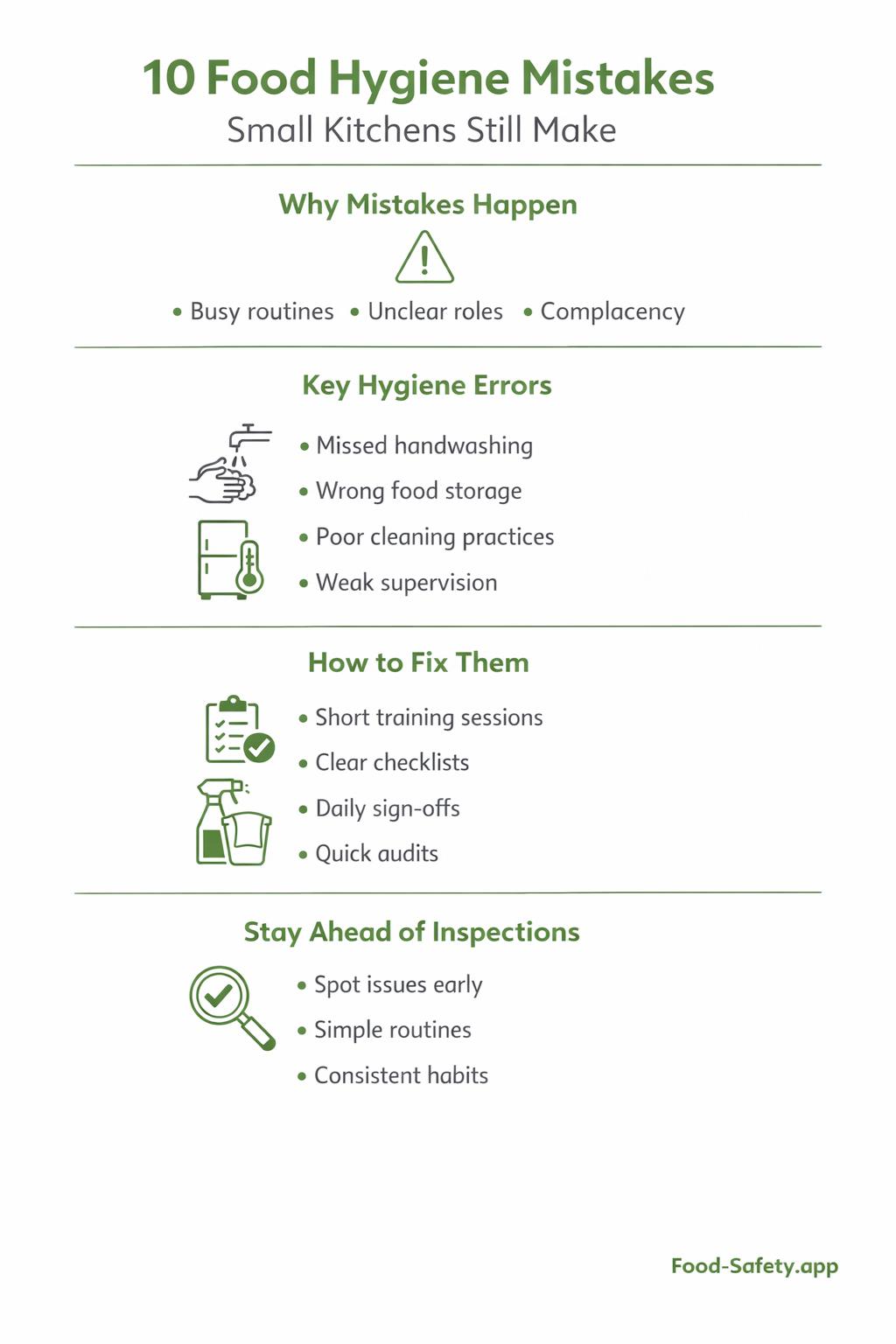 Food hygiene mistakes in small kitchens