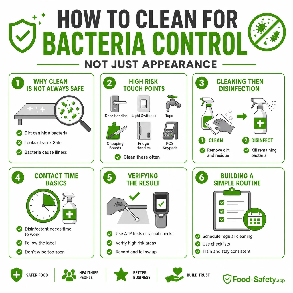 How to Clean for Bacteria Control Not Just Appearance Cleaning and disinfecting workflow in a professional kitchen