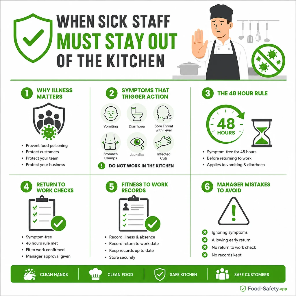 When Sick Staff Must Stay Out of the Kitchen Exclude sick staff from food areas