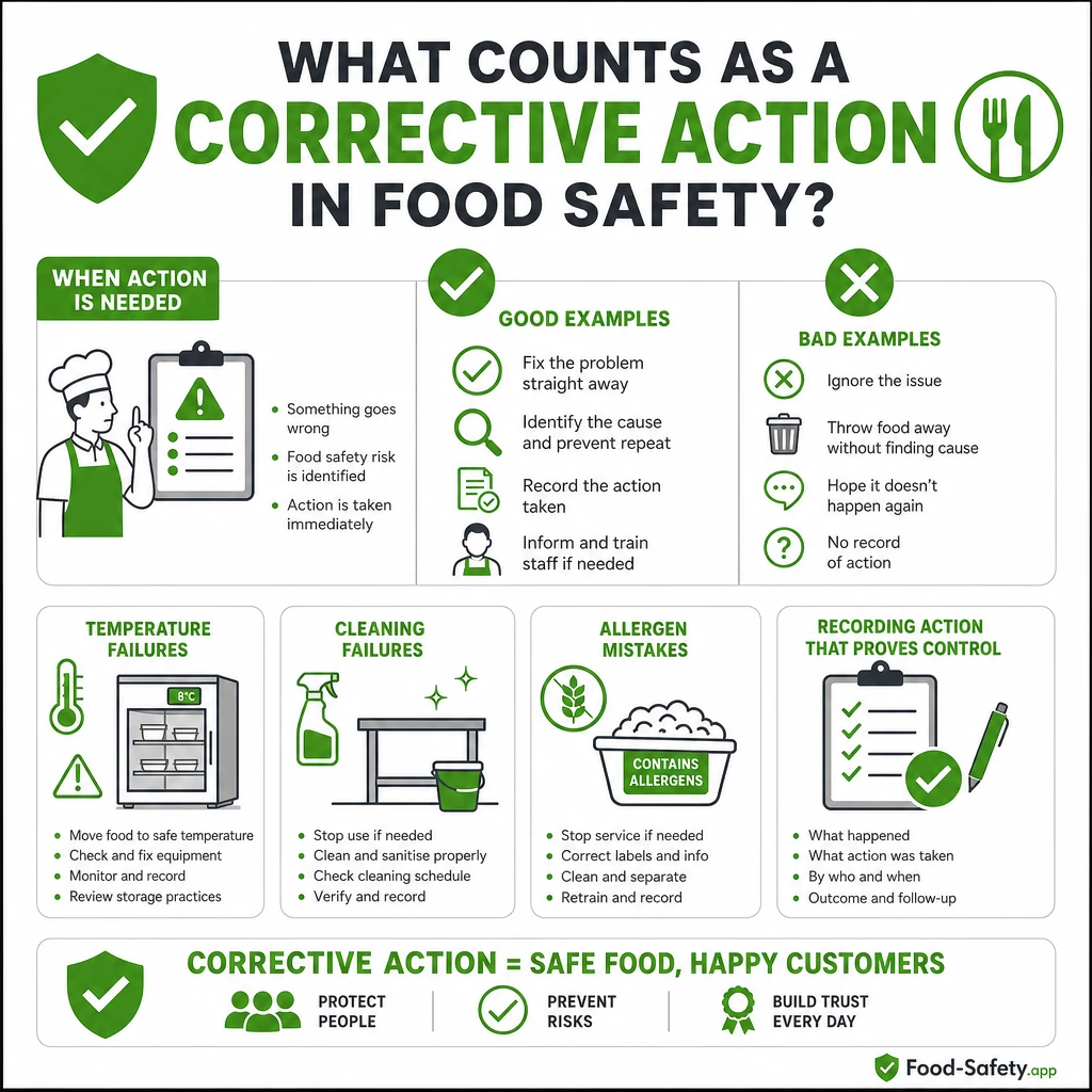 What Counts as a Corrective Action in Food Safety? Record the fix and result of corrective actions in a kitchen