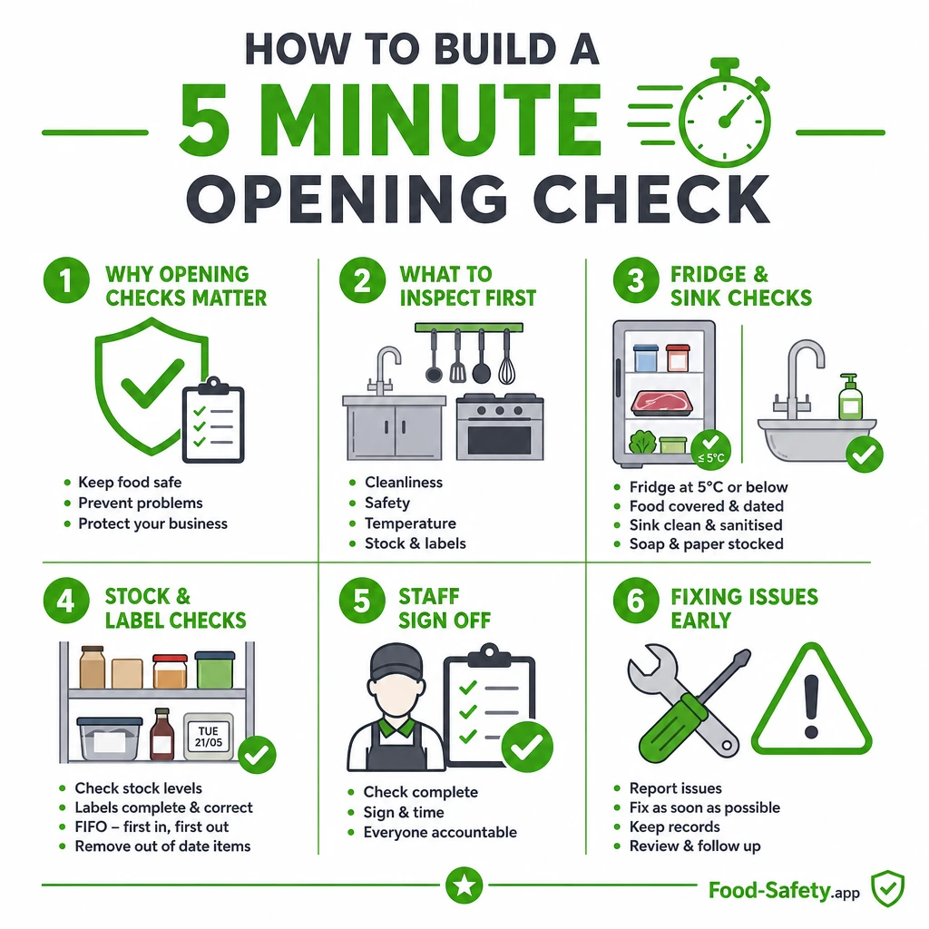 How to Build a 5 Minute Opening Check Start each shift with the same opening check