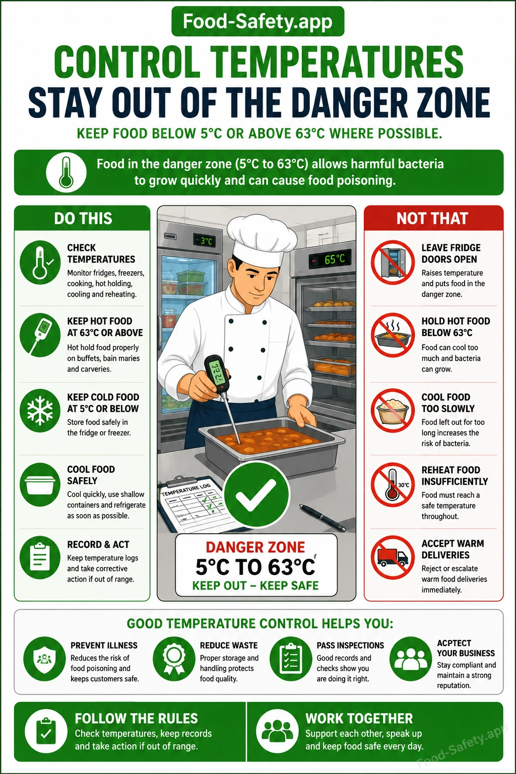 Danger zone temperature food safety poster