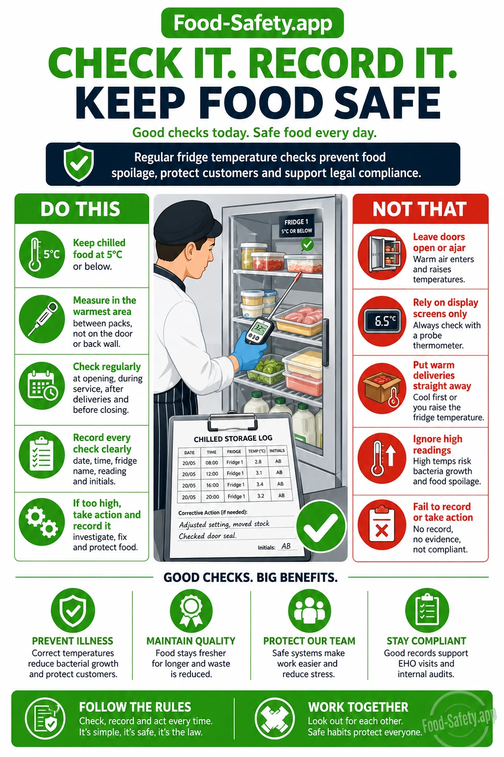Fridge temperature checks for food safety compliance
