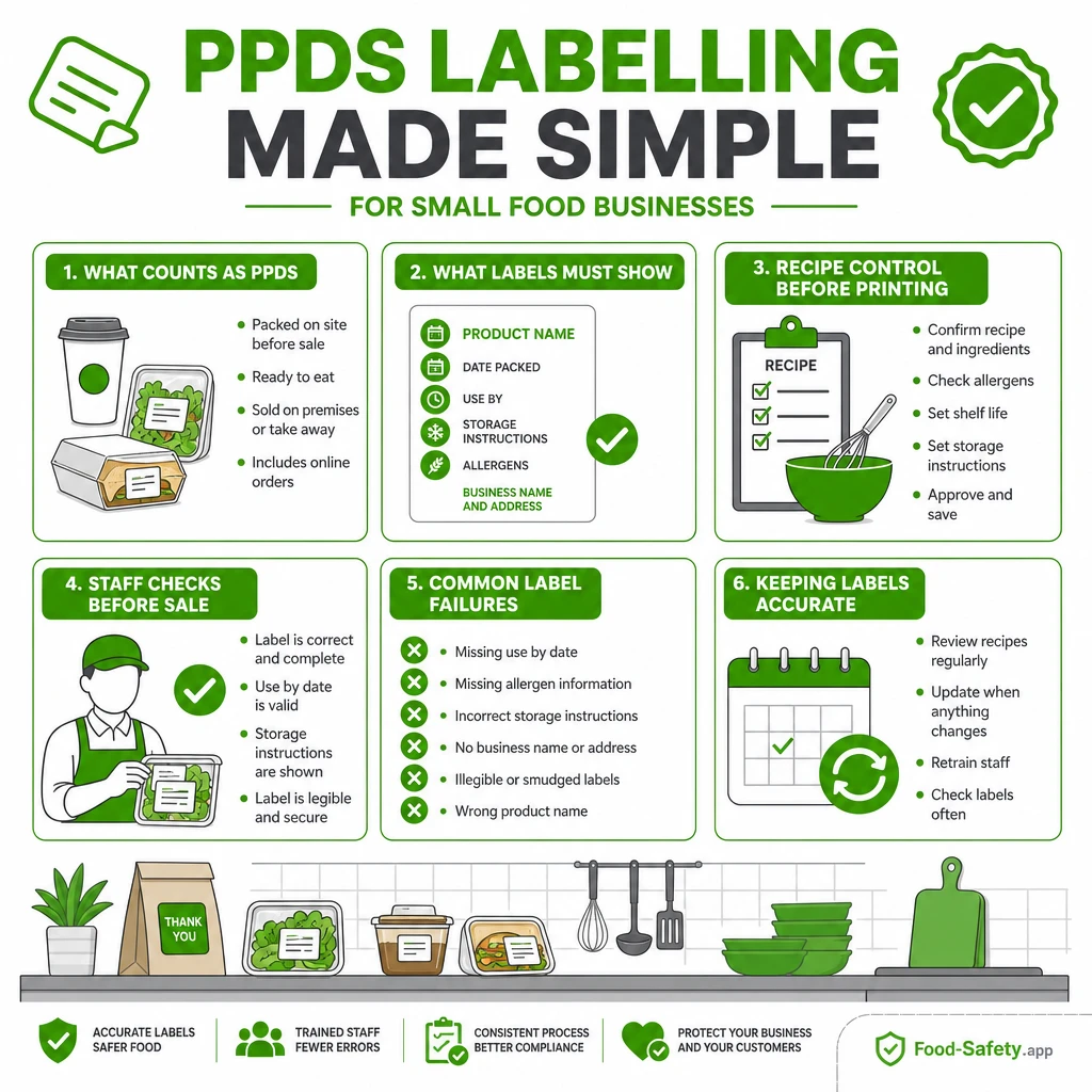 PPDS Labelling Made Simple for Small Food Businesses Check labels every time recipes change