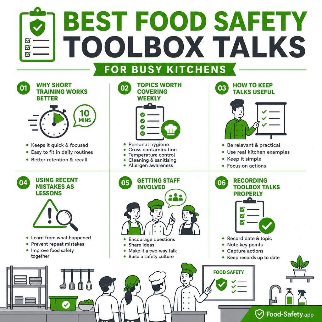 UK Food Safety Toolbox Talks: Essential Topics for Busy Kitchens Keep training short and regular toolbox talks in a busy kitchen