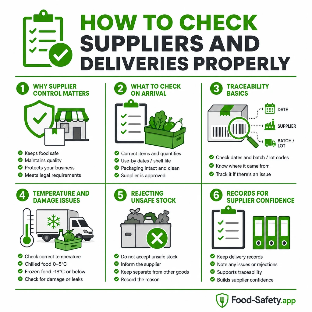 Food Supplier Approval and Delivery Checks: UK Guide Reject stock that is not right during delivery inspection