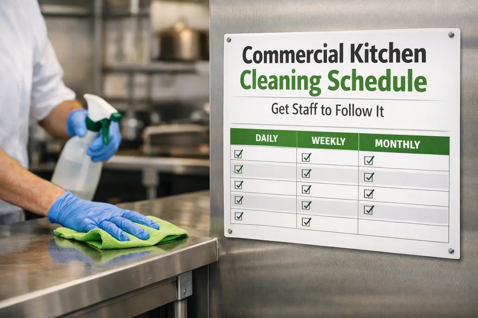 Commercial Kitchen Cleaning Schedule: Get Staff to Follow It