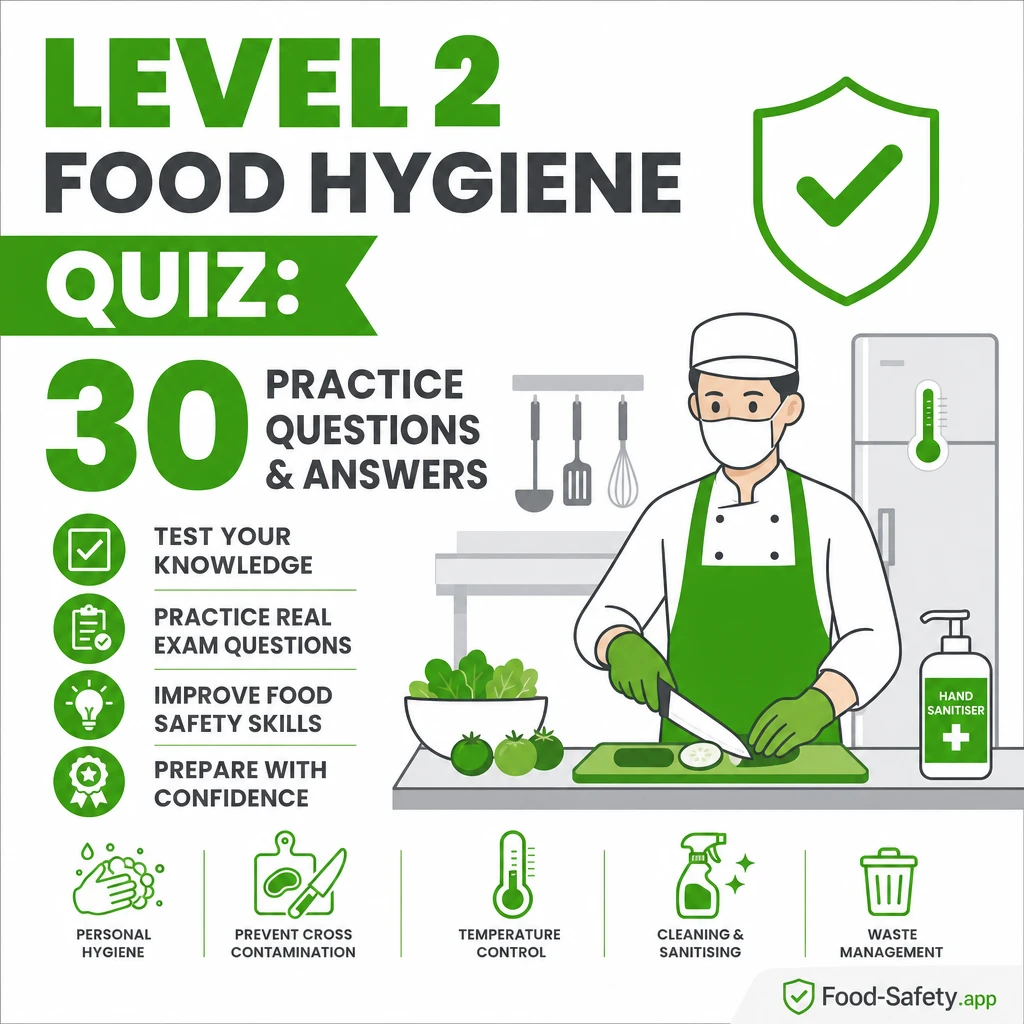 Level 2 Food Hygiene Practice Test: 30 Questions and Answers Use practice questions to find training gaps before assessment. 1
